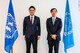 All’Unione postale universale: il presidente di Acsl, Satoshi Washiya, e il direttore generale dell’Upu, Masahiko Metoki